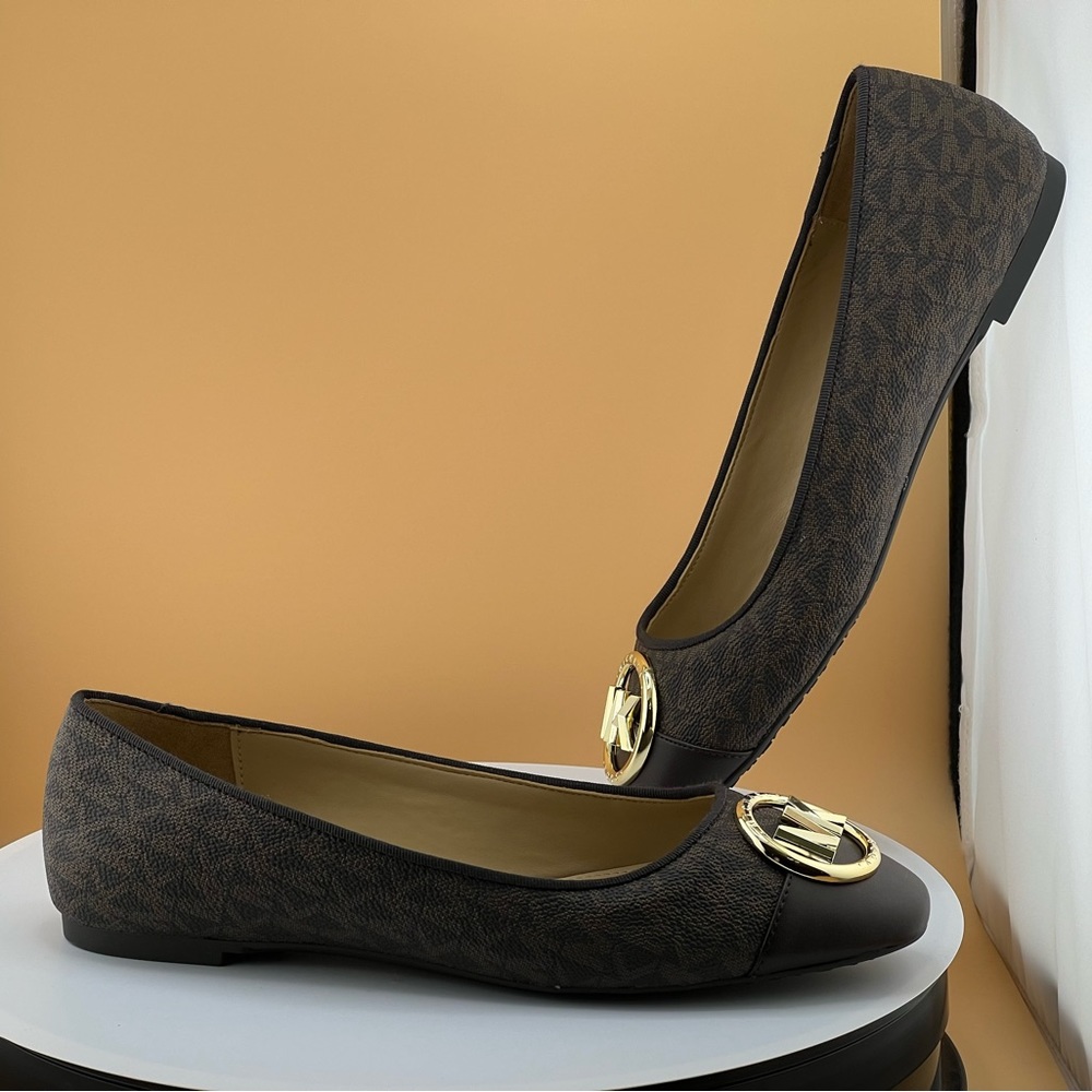 Michael Kors Brown & Gold Logo Ballet Flats - Women